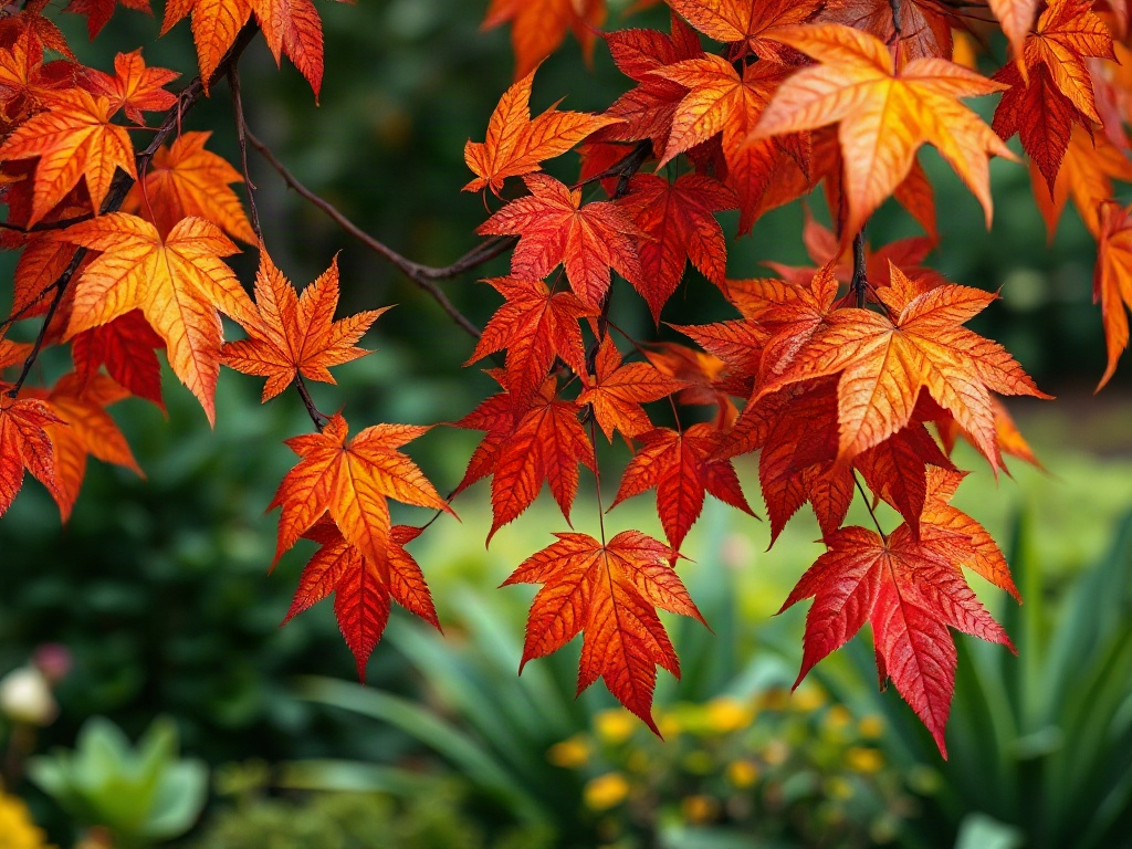 autumn leaves in botanical garden