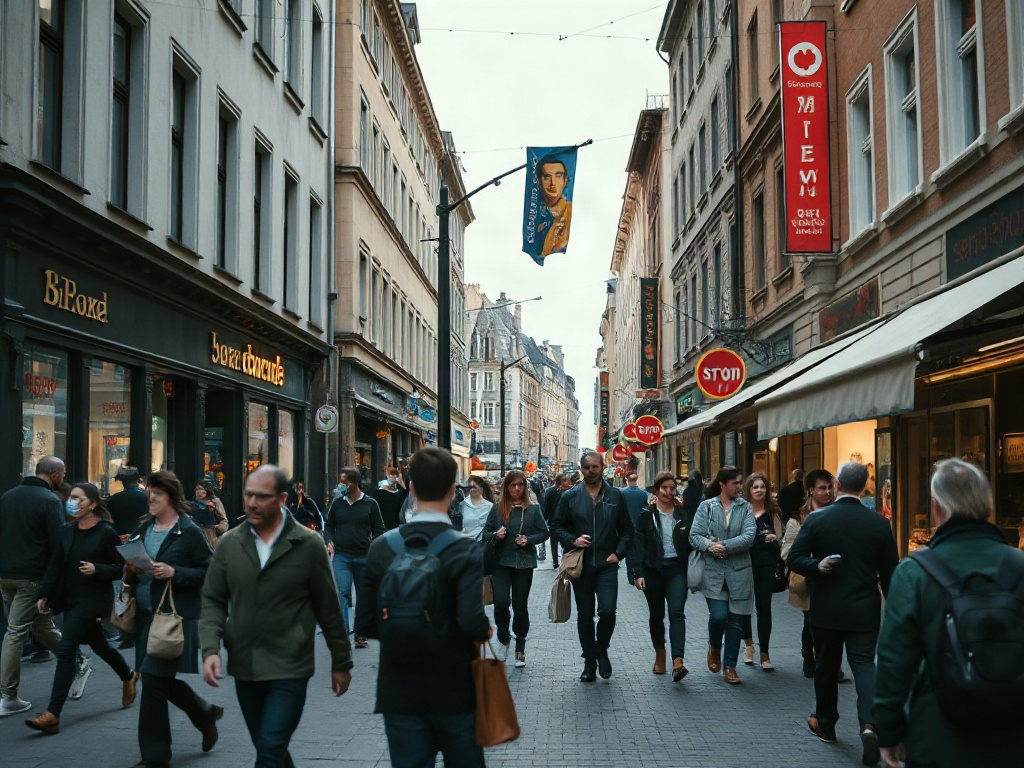bustling street in Sternschanze